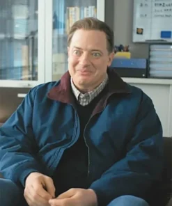 Rental Family 2025 Brendan Fraser Blue Bomber Jacket