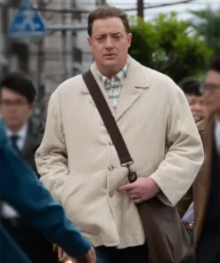 Rental Family 2025 Brendan Fraser Cream Corduroy Coat