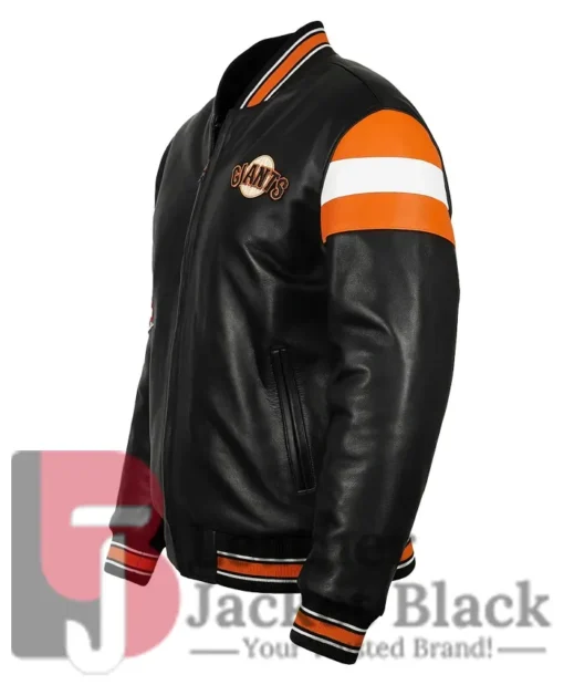 SF Giants Bomber Vintage Leather Black Jacket
