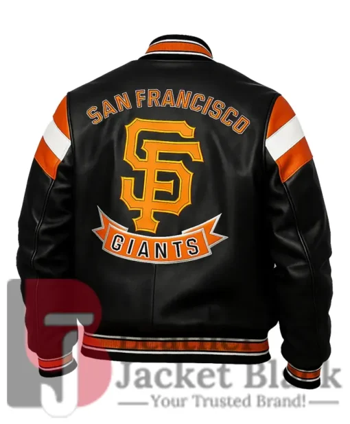 SF Giants Vintage Bomber Leather Black Jacket