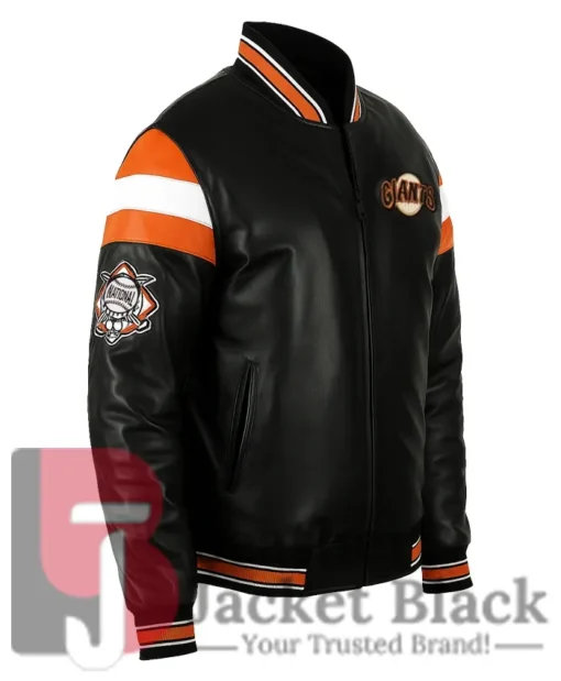 SF Giants Vintage Leather Black Bomber Jacket