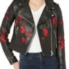 Scarlett Floral Black Leather Jacket
