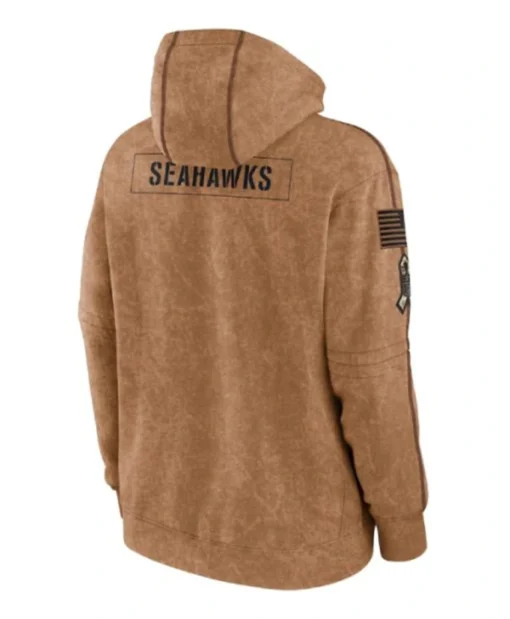 Shop NFL Seahawks 2023 Salute To Service Brown Fleece Pullover Hoodie