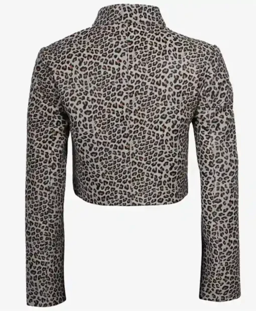 Shop White Leopard Print Cropped Leather Jacket For Men And Women