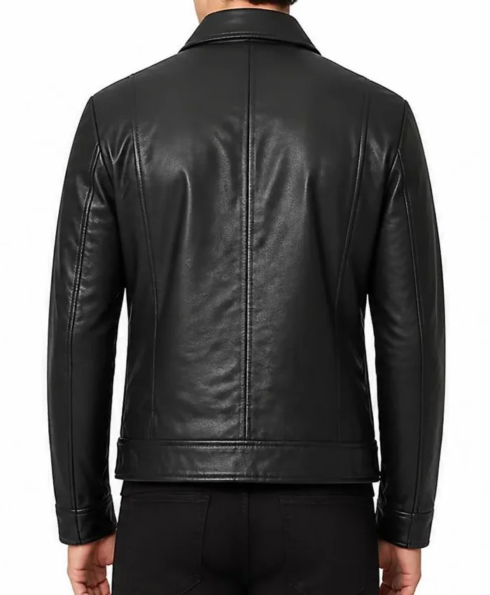 Simple Cafe Racer Black Leather Jacket Men