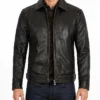 Simple Cafe Racer Leather Dark Brown Jacket