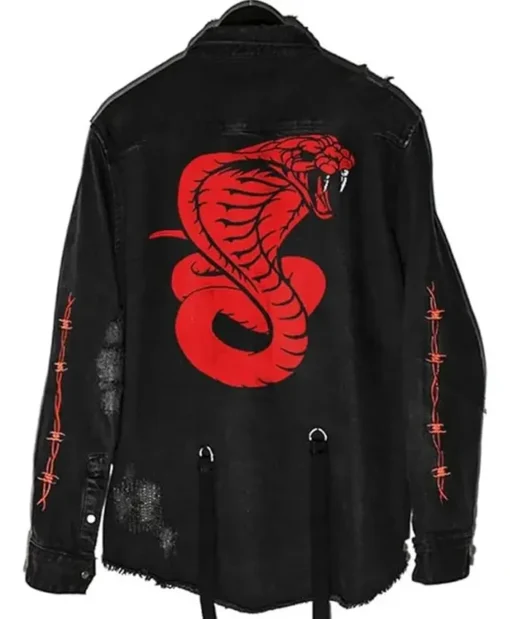 Snake Red Demon Hunter Black Denim Jacket