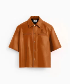 Stegaro Oversized Brown Leather Shirt