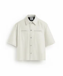 Stegaro Oversized White Leather Shirt
