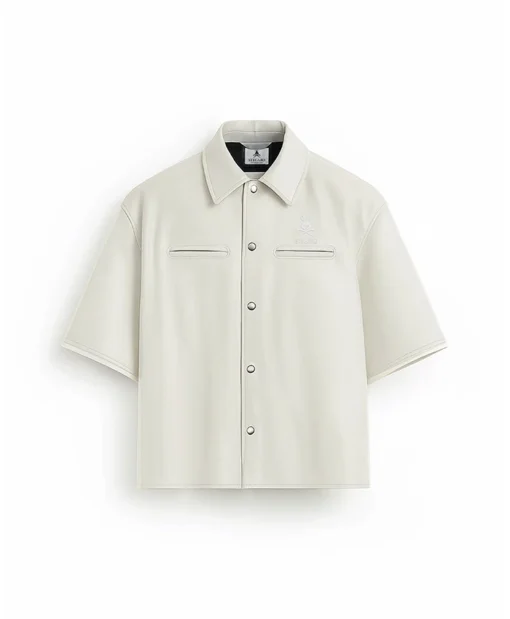 Stegaro Oversized White Leather Shirt