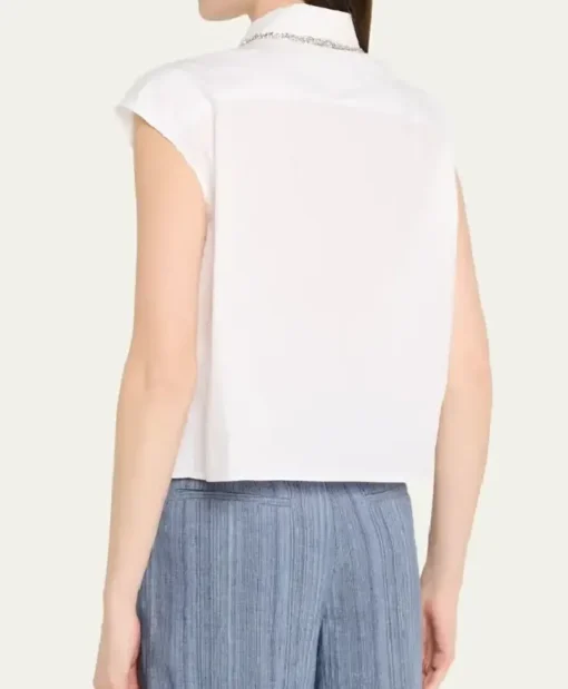 The View 2025 Sara Haines Sleeveless White Shirt