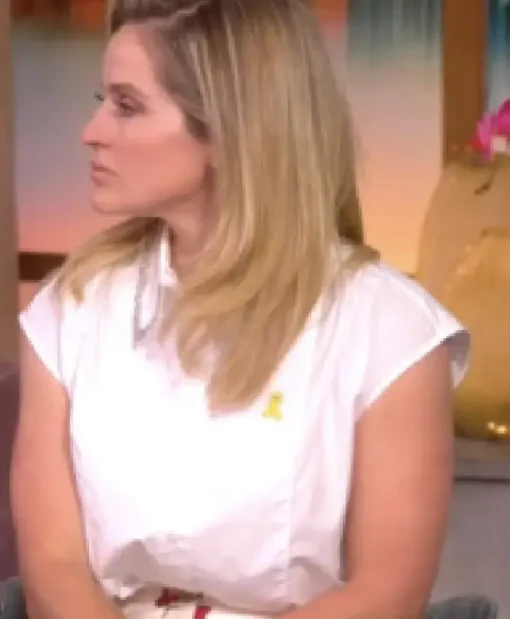 The View 2025 Sara Haines White Sleeveless Shirt