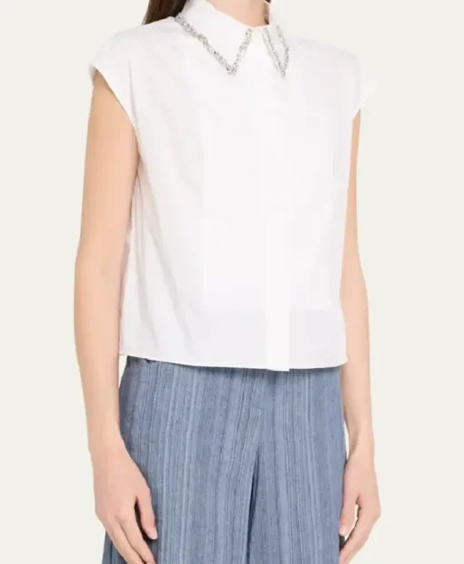 The View 2025 White Sara Haines Sleeveless Shirt