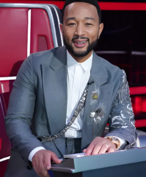 The Voice S27 John Legend Grey Embellished Coat