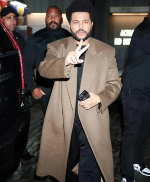 The Weeknd NY Premiere Hurry Up Tomorrow Brown Coat