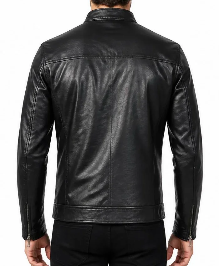 Vintage Black Biker Leather Jacket For Mens