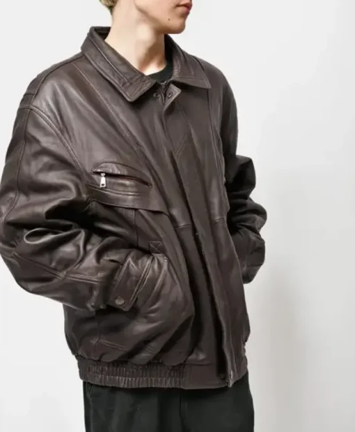 Vintage Brown Oversized Leather Jacket