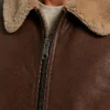 Vintage Brown Shearling Leather Jacket For Men