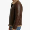 Vintage Brown Shearling Leather Jacket For Mens