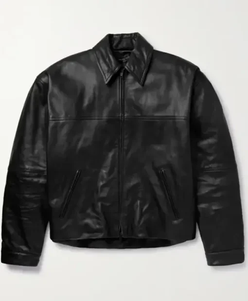 Vintage Oversized Black Leather Jacket