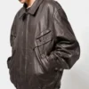 Vintage Oversized Brown Leather Jacket