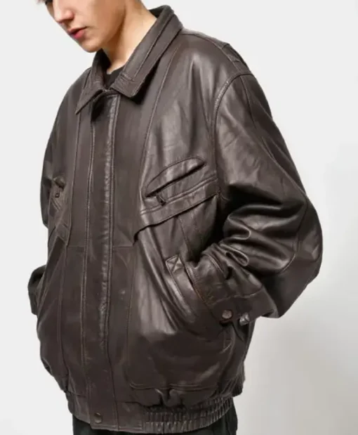 Vintage Oversized Brown Leather Jacket