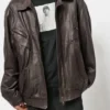 Vintage Oversized Leather Brown Jacket