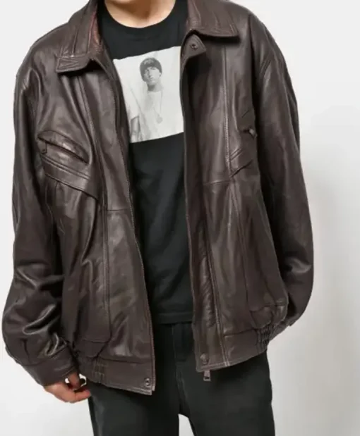 Vintage Oversized Leather Brown Jacket