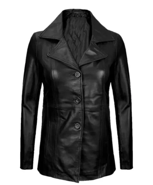 Women's Bitonto Black Leather Coat