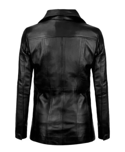 Women's Bitonto Leather Black Coat