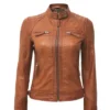 Women’s Brown Quilted Leather Jacket
