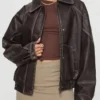 Women's Jaxton Oversized Brown PU Leather Jacket