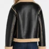 Women's Plus Bonded Shearling Leather Black Jacket