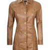 Womens Real Sheepskin Long Leather Coat