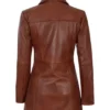Women’s Shirt Collar Tall Leather Brown Coat