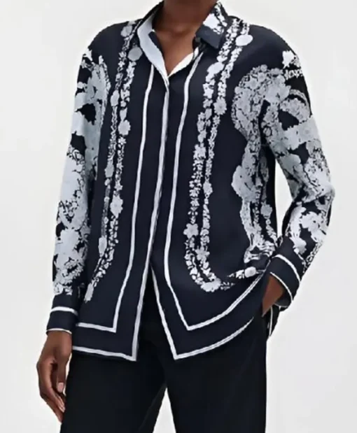 Yes Chef S01 Martha Stewart Floral Black Shirt