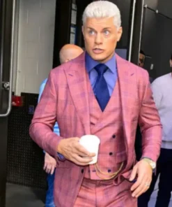 Buy Cody Rhodes ABC Studio 2025 Pink Checked Blazer