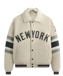 AVIREX for the New York Yankees White Leather Jacket