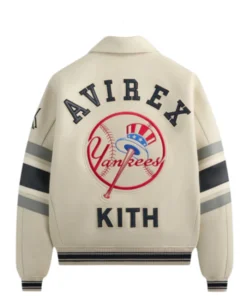 AVIREX for the New York Yankees Leather White Bomber Jacket