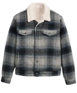 Ash Brassic S07 Aaron Heffernan Grey Sherpa Trucker Jacket On Sale