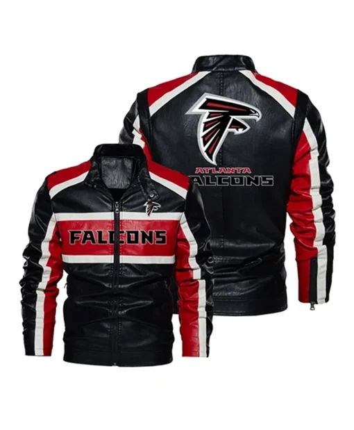 Atlanta Falcons Biker Black And Red Leather Jacket