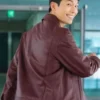 Wi Ha-joon K TV Series Bad and Crazy Maroon Leather Jacket