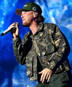 Bailey Zimmerman 2025 iHeartRadio Music Festival Olive Green Camo Jacket