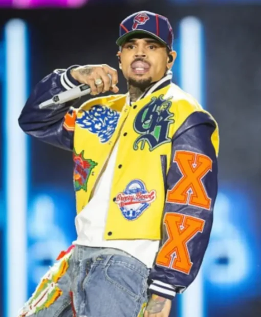 Chris Brown Breezy Bowl XX Tour MultiColor Patches Bomber Jacket