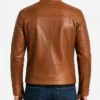 Brown Tan Leather Cafe Racer Jacket