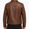 Classic Cognac Harrington Leather Jacket in Brown