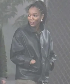 Naomi Ackie Clayface 2026 Caitlin Bates Black Leather Jacket