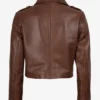 Buy Cognac Lena Brown Cropped Leather Jacket For Him And Her