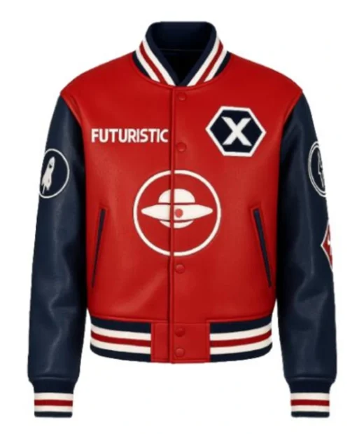 Futuristic ‘X’ Red & Black Leather Jacket