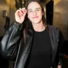 WNBA Playoffs Semifinal 2025 Caitlin Clark Black Leather Jacket in Sale
